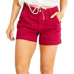 Judy Blue Ruby Red Heart Pocket Tummy Control Shorts Size 2XL NWT
